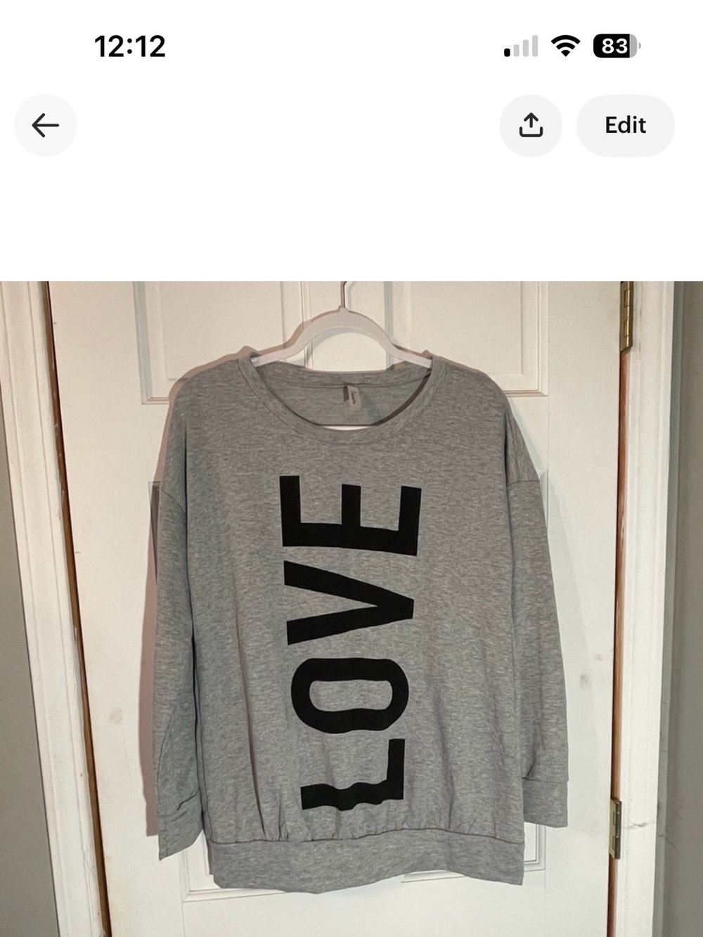 Celeste Grey LOVE Graphic Sweatshirt Crewneck Oversized Cozy Pullover Size L - Picture 6 of 6